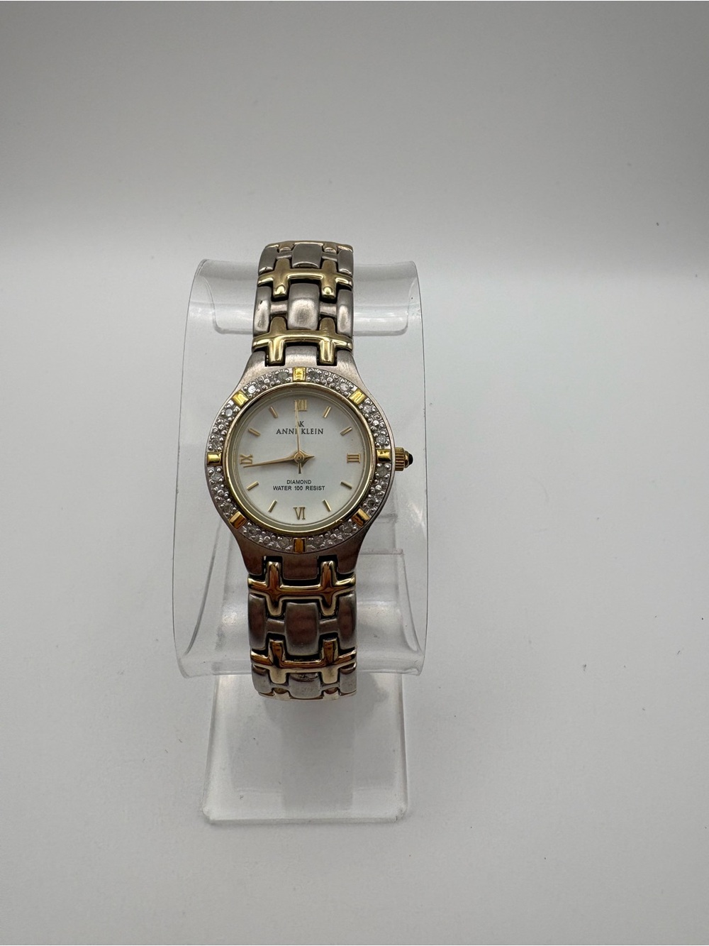 Anne Klein Two-Tone Diamond Accent Women's Watch Gold & Silver 10/8801 Tested